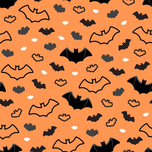 Halloween Bats Repeatable Pattern Orange Background — Archivo Imágenes Vectoriales