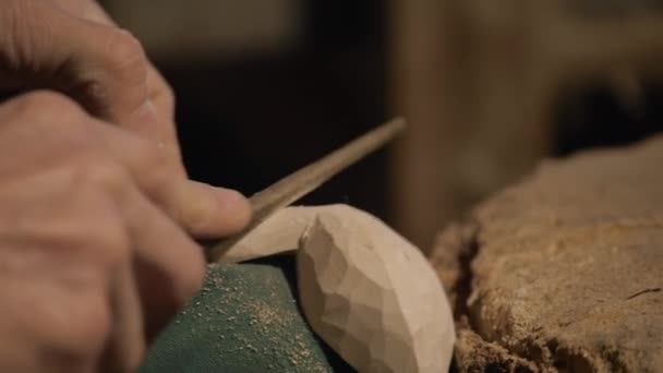 Шліфування дерев'яної порожньої ложки — стокове відео