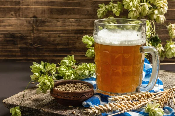 Oktoberfest Set Leichtes Bier Getreideäpfel Hopfen Traditionelle Deutsche Küche Festessen — Stockfoto