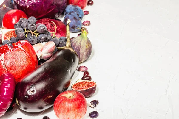Синяя Красная Фиолетовая Еда Кулинарный Фон Фруктов Овощей Свежие Инжир — стоковое фото