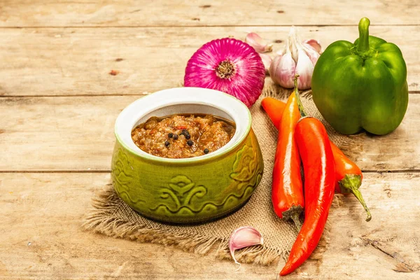 Guisado Vegan Com Conjunto Legumes Frescos Ingredientes Cozidos Picados Fundo — Fotografia de Stock