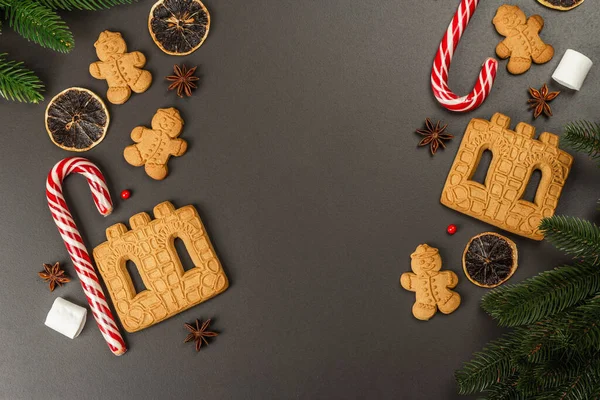 Christmas Gingerbread House Cookies Biscuit Traditional Festive New Year Decor — Stock Photo, Image
