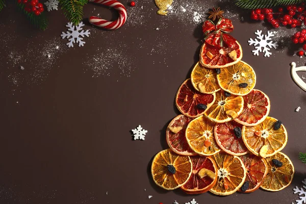 Abete Festivo Frutta Secca Natale Capodanno Laico Piatto Festivo Cibo — Foto Stock