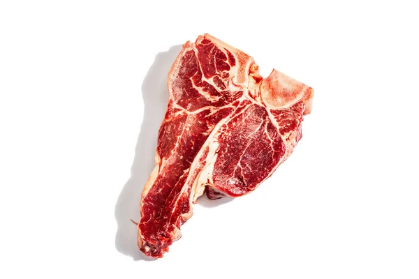 Classic Bone Steak Isolated White Background Modern Hard Light Dark — Stock Photo, Image