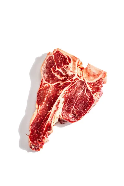 Klasický Bone Steak Izolovaný Bílém Pozadí Moderní Tvrdé Světlo Tmavý — Stock fotografie