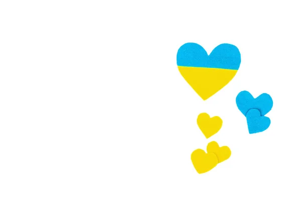 Серце Кольорах Українського Прапора Припиніть Концепцію Війни Серце Ізольоване Білому — стокове фото