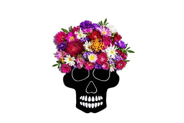 Paper Human Skull Mexican Day Dead Isolated White Colorful Traditional — Stock Photo, Image