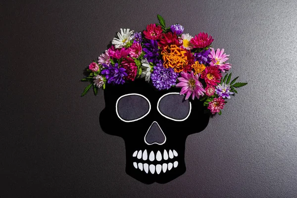Meksika Ölüler Günü Dia Muertos Için Geleneksel Çiçekli Kağıt Insan — Stok fotoğraf