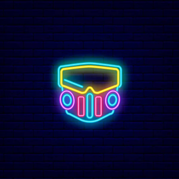 Ikona Neonové Masky Cyberpunku Budoucnost Robotickou Technologií Noční Rozsvícená Tabule — Stockový vektor