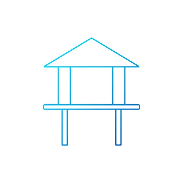 Maison Sur Pilotis Icône Contour Architecture Des Maldives Station Tropicale — Image vectorielle