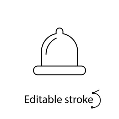 Prezervatif taslak ikonu. Hamilelik kontrolü. Seks dükkanı logosu. Düzenlenebilir felç. İzole vektör stok illüstrasyonu