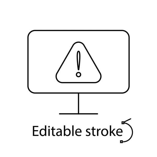 Övervaka med uppmärksamhet tecken kontur ikon. Datorproblem. TV-reparationer. Isolerad vektor stock illustration — Stock vektor