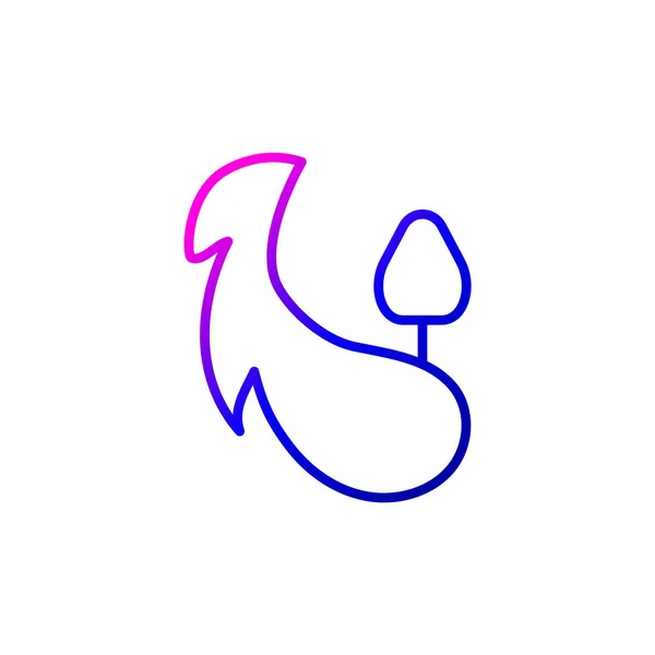 Vibrador con cola esponjosa icono del contorno. Juguete adulto. Tienda de sexo. Símbolo de gradiente púrpura. Ilustración vectorial aislada — Archivo Imágenes Vectoriales