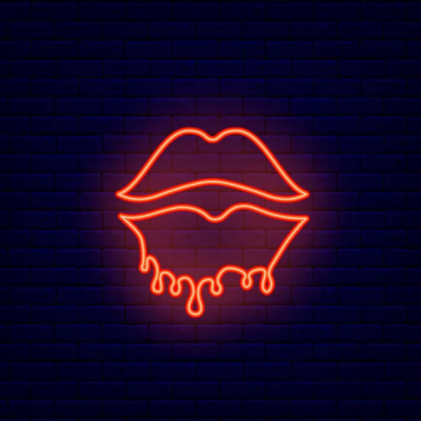 Eriyen dudaklar neon ikonu. Güzellik mağazası. Seks dükkanı logosu. Gece lambası tabelası. İzole vektör stok illüstrasyonu — Stok Vektör
