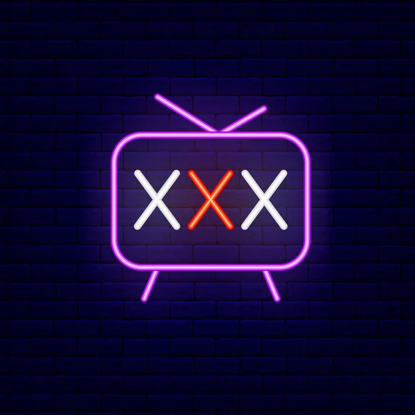 Adult Video Xxx Neon Icon Sex Shop Night Bright Signboard — Stock Vector