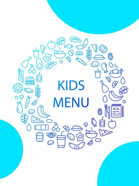 Kids Menu Concept Cirkel Lay Out Met Schema Pictogrammen Kop — Stockvector