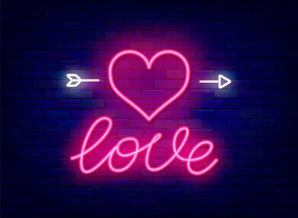 Aku Suka Lampu Neon Panah Lembek Dengan Jantung Mengkilap Huruf - Stok Vektor