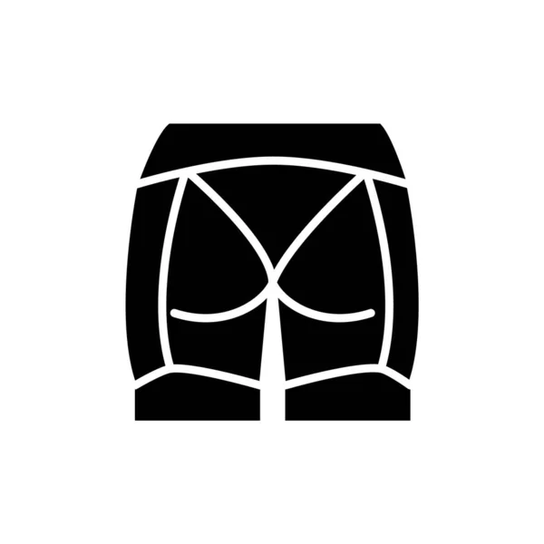 女性のコルセットグリフアイコン 性的ランジェリー セックスショップの服 ブラックフルシンボル 分離ベクトルストックイラスト — ストックベクタ