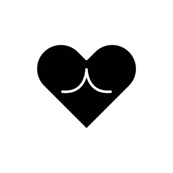 Heart Ass Buttocks Glyph Icon Sex Shop Sign Black Filled — Stok Vektör