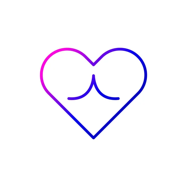 Heart Ass Buttocks Outline Icon Sex Shop Sign Purple Gradient — Vector de stock