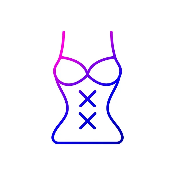 女性のコルセットアウトラインアイコン 性的ランジェリー セックスショップの服 紫色のグラデーション記号 分離ベクトルストックイラスト — ストックベクタ