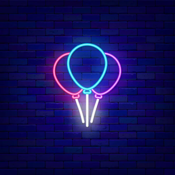 Barevné Neonové Balónky Všechno Nejlepší Narozeninám Banner Vnějším Zářivým Efektem — Stockový vektor