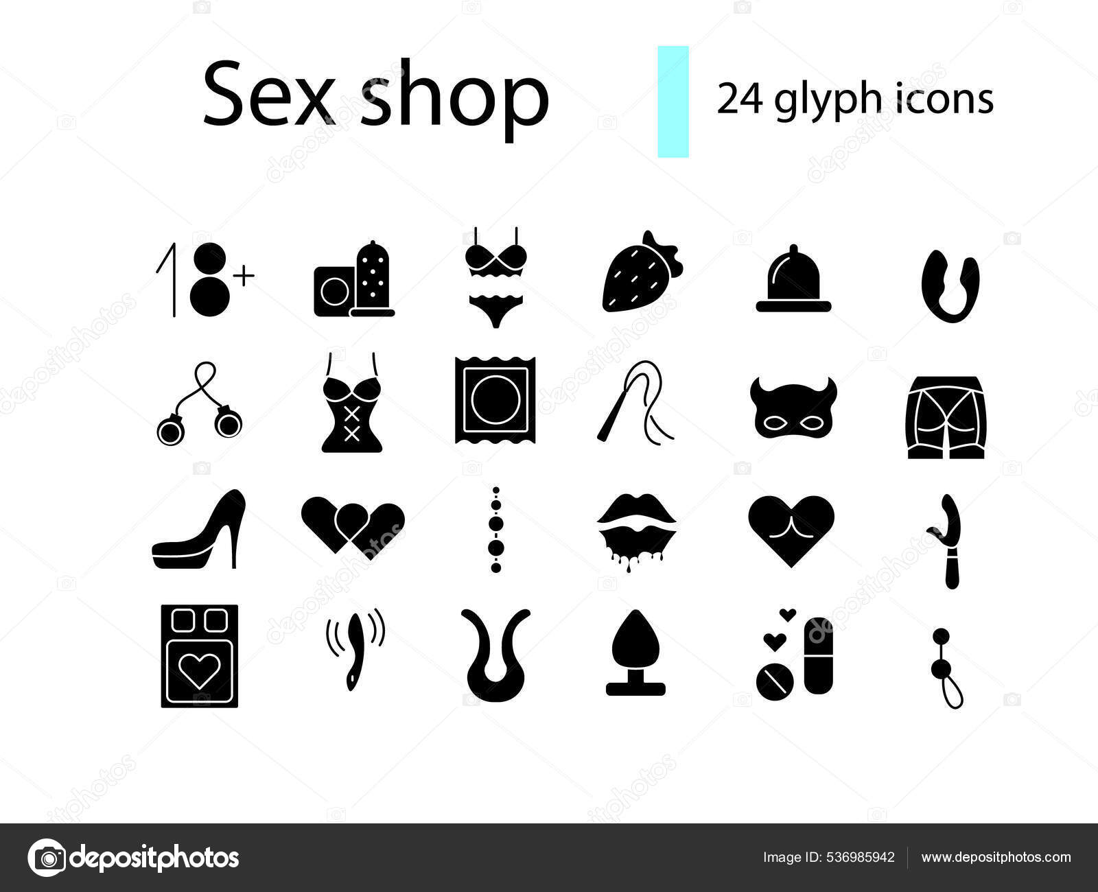 Erotic Goods Glyph Icons Set Sex Shop Adult Toys Products Stock Vector by ©agapeeva 536985942 pic photo
