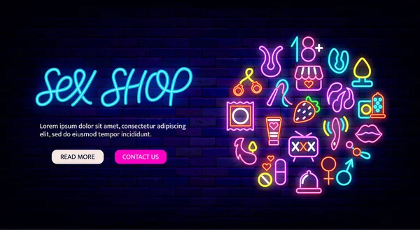 Sex Shop Neon Landing Page Layout Website Intimate Store Night Stock Illusztrációk