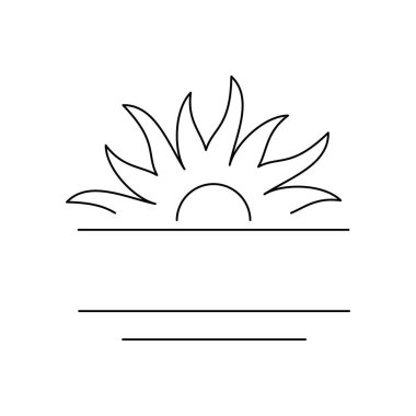 Güneşli çerçeve logosu. Boho amblemi. Uzayı kopyala Bohem işareti. Yüzyılın ortası tarzı. Düzenlenebilir felç. İzole vektör stok illüstrasyonu