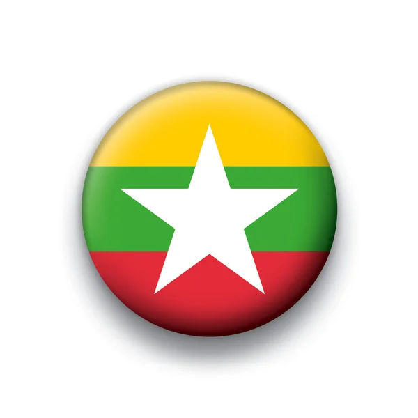 Vector vlag knop serie van alle soevereine landen - Birma — Stockvector