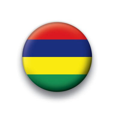 Vector flag button series of all sovereign countries - mauritius