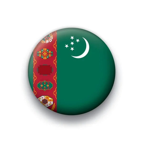 Vector vlag knop serie van alle soevereine landen - turkmenistan — Stockvector