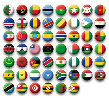 Vector Set of buttons flags of Africa clipart