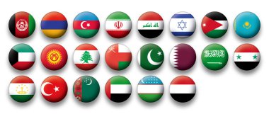 Vector Set of buttons flags of Middle East clipart