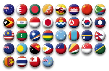 Vector Set of buttons flags of Oceania and Pacific clipart
