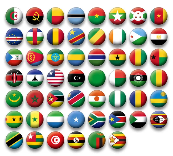 Vector Set of buttons flags of Africa — Stock Vector