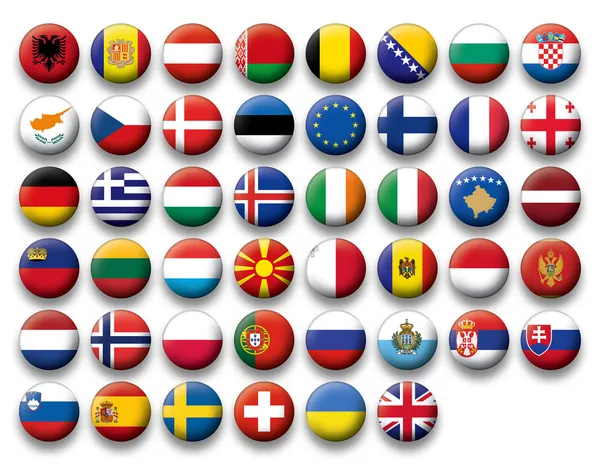 Vector Conjunto de botones banderas de Europa — Vector de stock