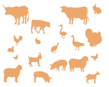 Farm animals vector silhouette clipart