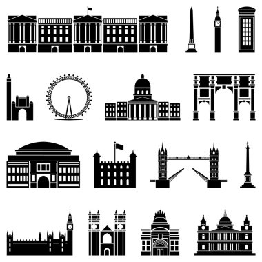 Vector illustration of the various landmarks of London clipart