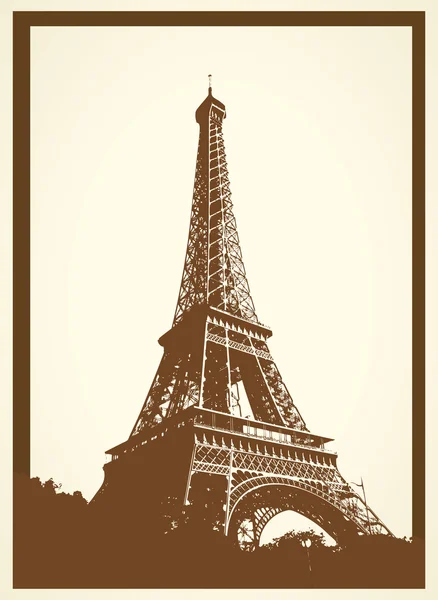 Eiffel eski kartpostal tout — Stok Vektör