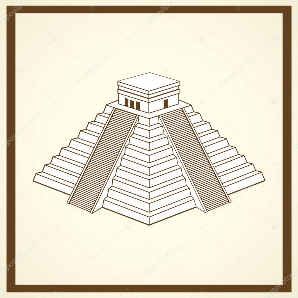 Maya ziggurat postcard