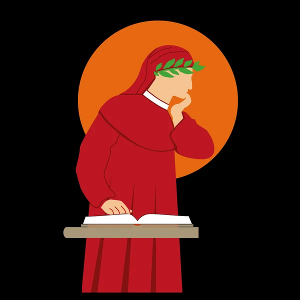 Dante alighieri vector silhouet — Stockvector