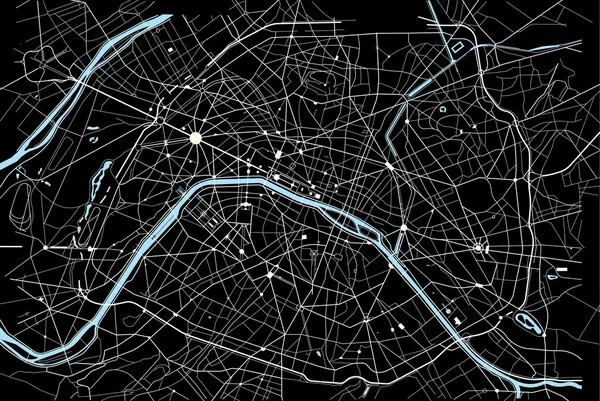 Vektorové ilustrace mapy Paříži v černé a bílé — Stockový vektor