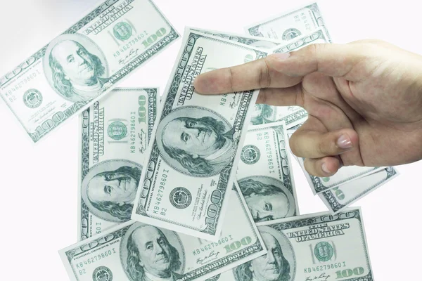 Hand with pack of one hundred dollars — Stock Photo, Image