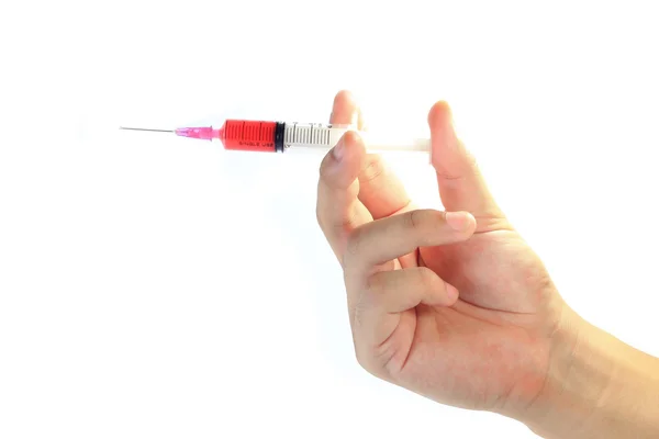 Color photograph of medical syringes with blood — Stock Photo, Image