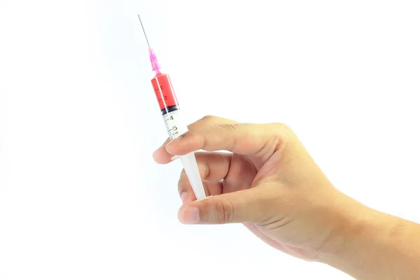 Color photograph of medical syringes with blood — Stock Photo, Image