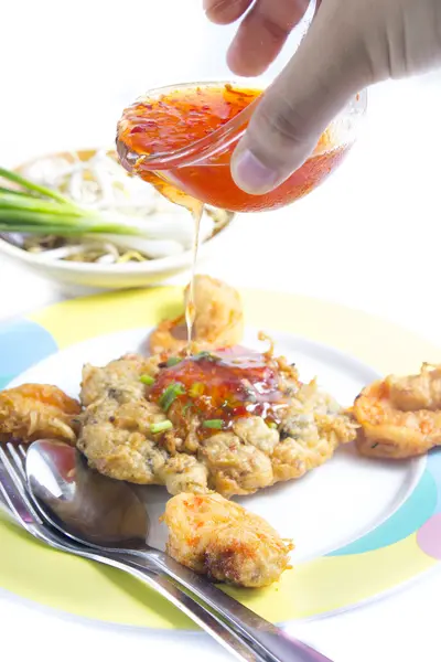 Fried Calamari breaded served with sauce — Stock Photo, Image
