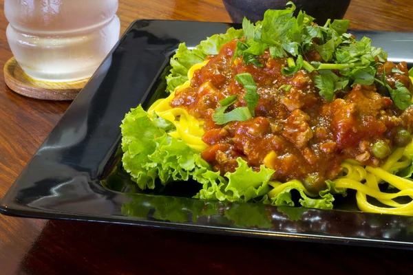 Spaghetti pasta with tomato beef sauce — Stock Photo, Image