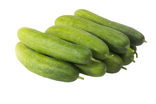 Verse groene komkommers op wit — Stockfoto