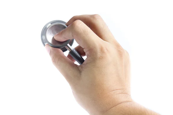 Close-up of doctor using stethoscope , focus on stethoscope Stock Image